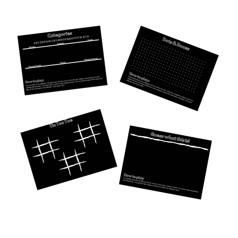 Travel Games • Set of 4 • 9” x 12” Chalkboard Placemats