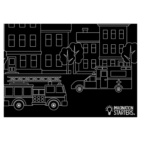 Emergency Vehicle 12” x 17” Chalkboard Placemat